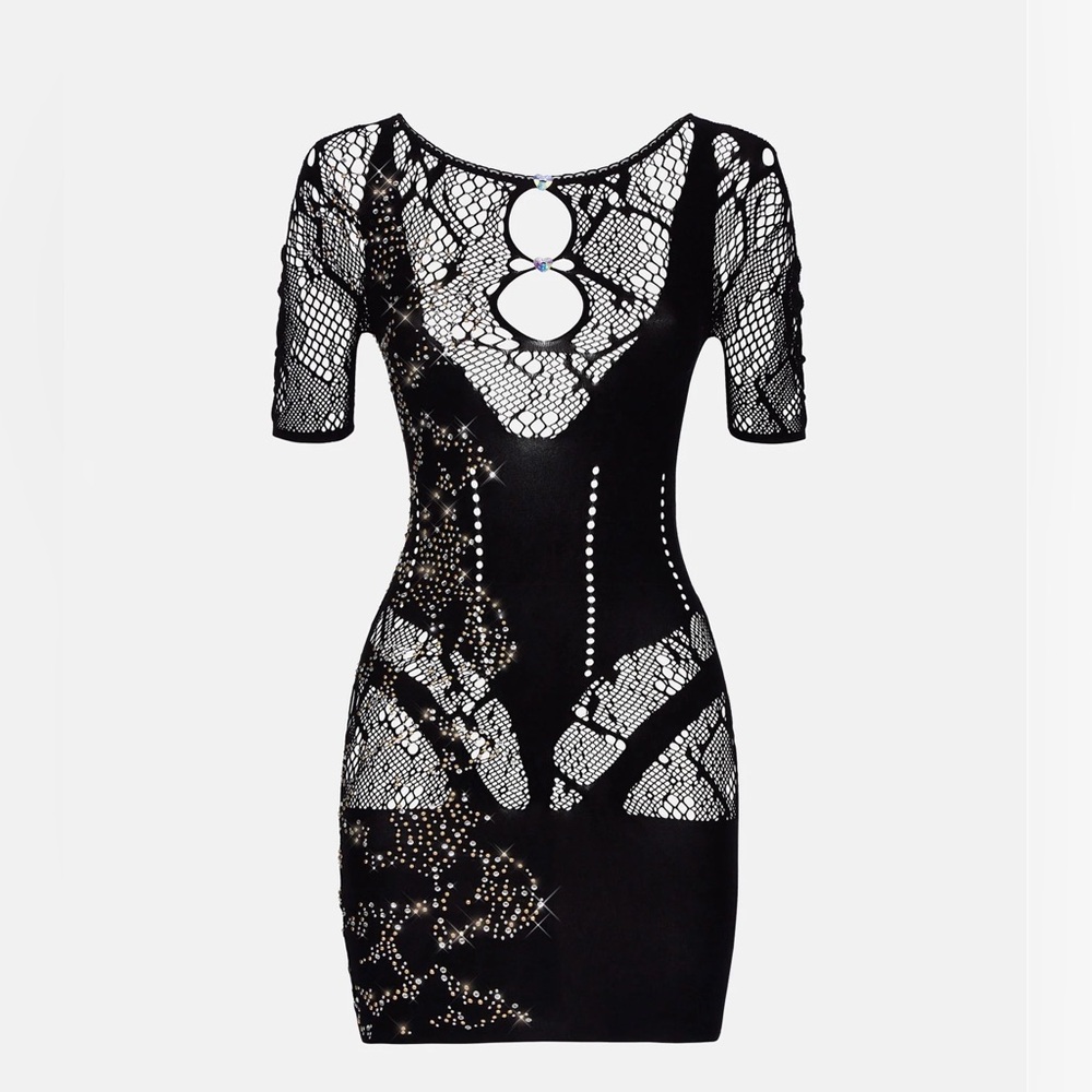 Poster Girl Stella Cut-Out Lace Bodycon Mini Dress Jet Black O/S NWT